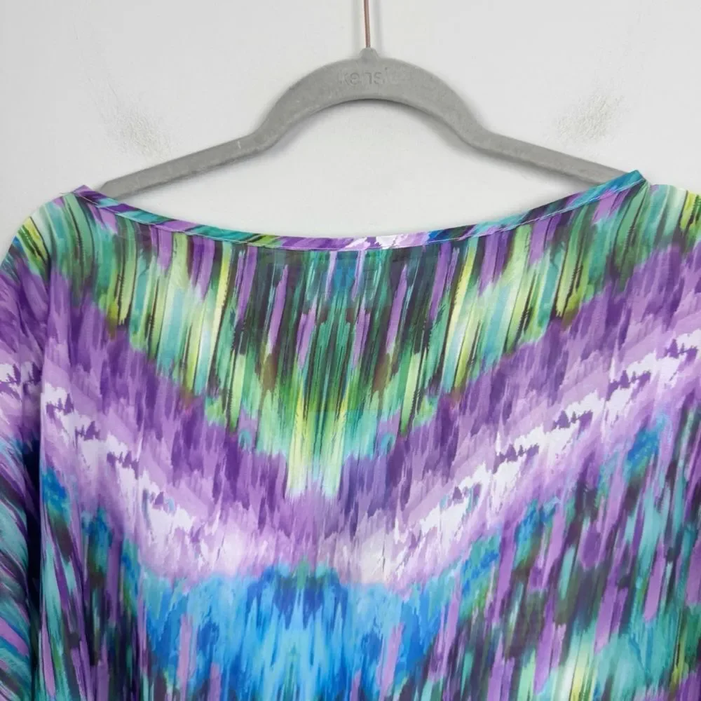LUXE BY LISA VOGEL | NEW Colorful Patterned Sheer Kaftan Cover Up Women’s Size S